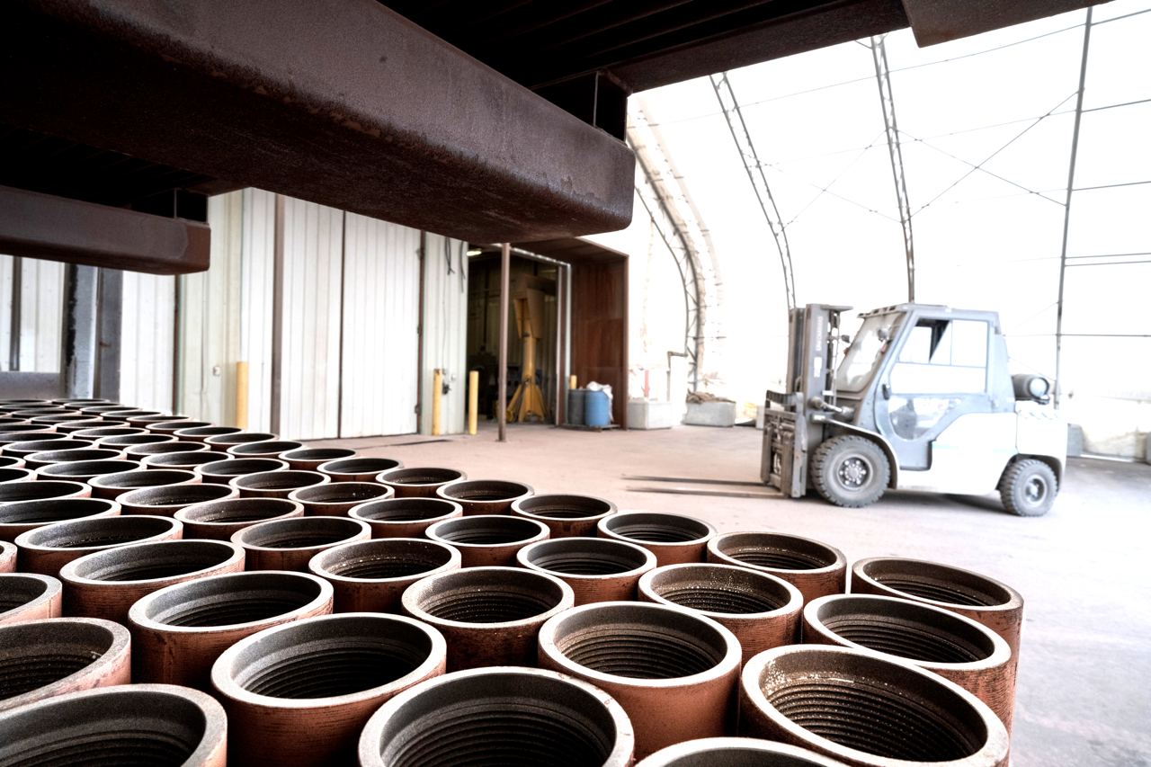 Valves being prepared for protective coatings